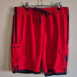 U.S. Polo Assn. Red Cargo Shorts with Navy Trim